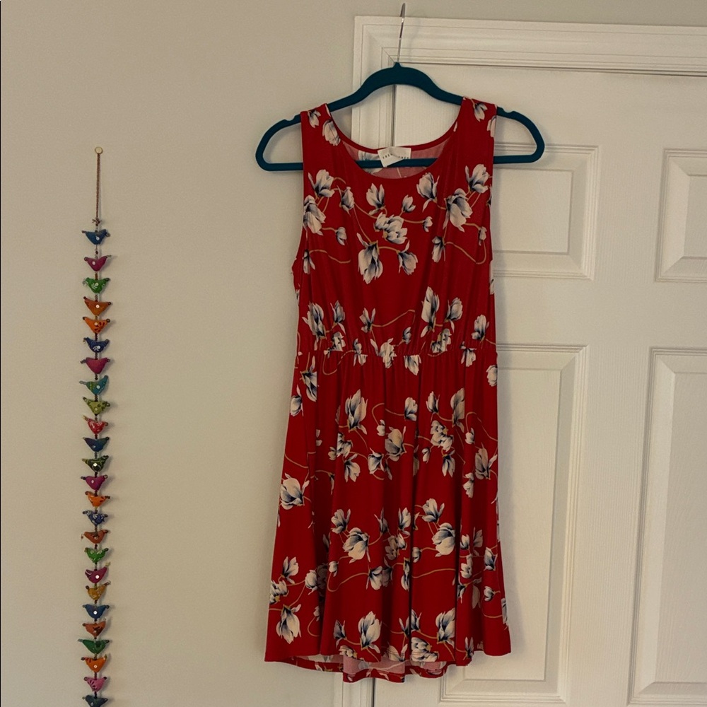 Red Floral Sleeveless Dress